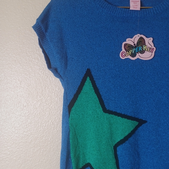 NWT Copper Key Blue Shimmer Girl's Short Sleeve Dress Size Large (14) - Picture 4 of 10